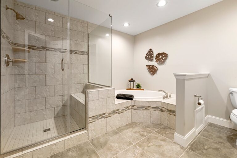 Luxury white bathroom interior with clean modern design perfect for a spa-like upgrade