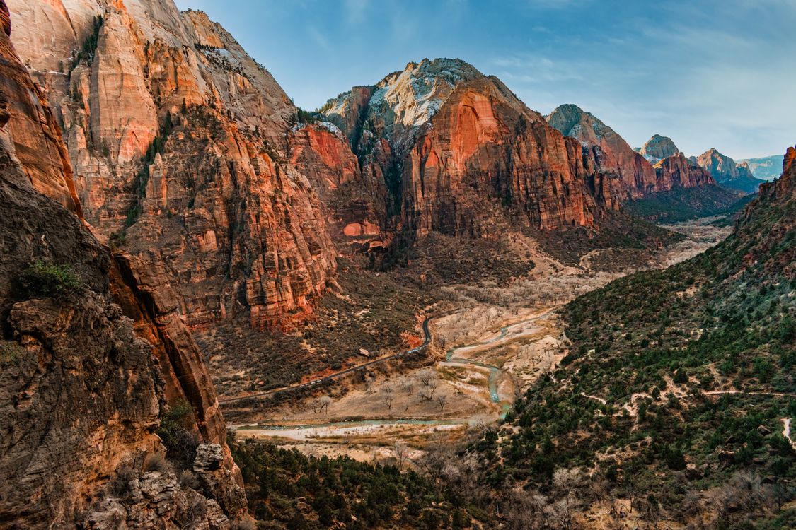 Breathtaking view of Zion National Park canyon showcasing the red sandstone formations ideal for hiking